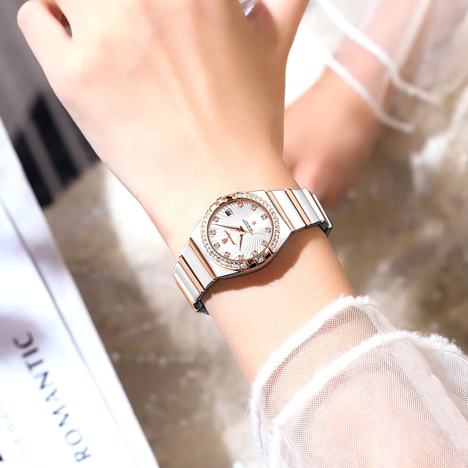 Luxury Woman Wristwatch Waterproof Luminous Date Stainless Steel Watch for Ladies High Quality Quartz Women Watches+Box