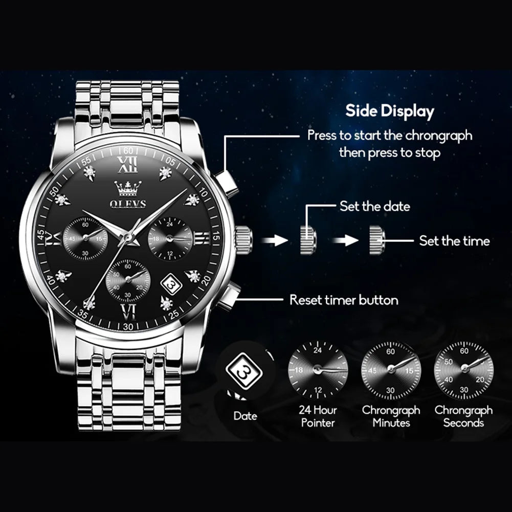 Silver Watches for Men  Watch Men Blue Face Luxury Watches for Men Stainless Steel Men Watch Dress Waterproof Watch for Men