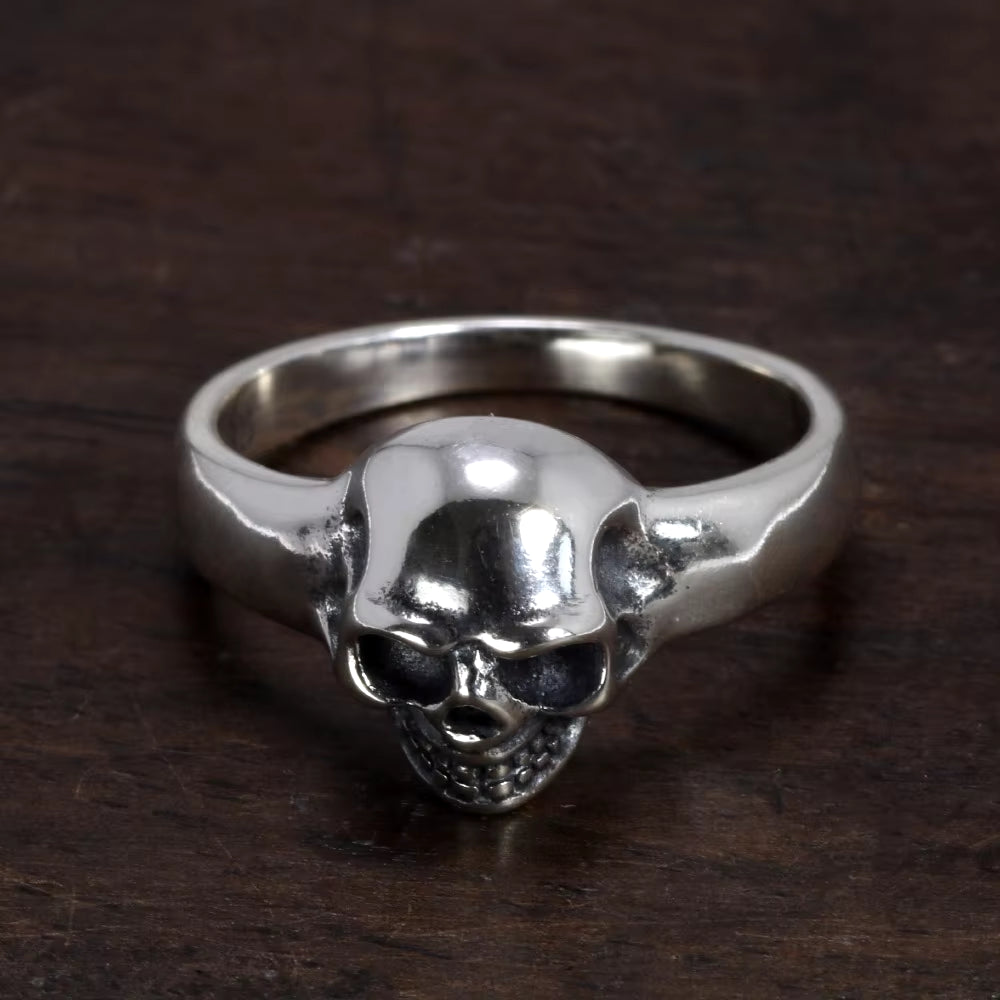 S925 Sterling Silver Vintage Skeleton Ring for Men Skull Punk Hip Hop Rock Ring Retro Simple Style Jewelry