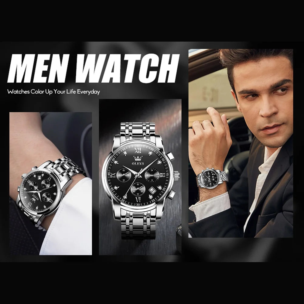 Silver Watches for Men  Watch Men Blue Face Luxury Watches for Men Stainless Steel Men Watch Dress Waterproof Watch for Men