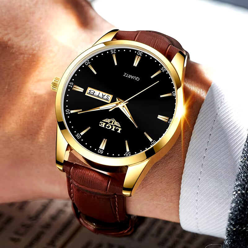 Fashion Watches Men Top Brand Luxury Quartz Watch Men Leather Strap Waterproof Business Casual Men Wristwatches Clock