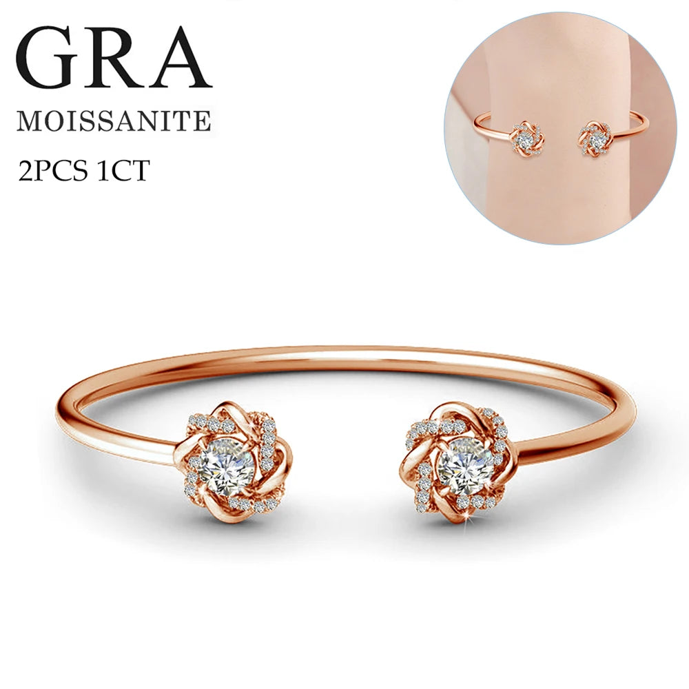 Original Moissanite Diamond Jewelry Sets for Women with Certificate Necklace Earrings Bangle Sets 925 Silver Wedding Luxury Gift