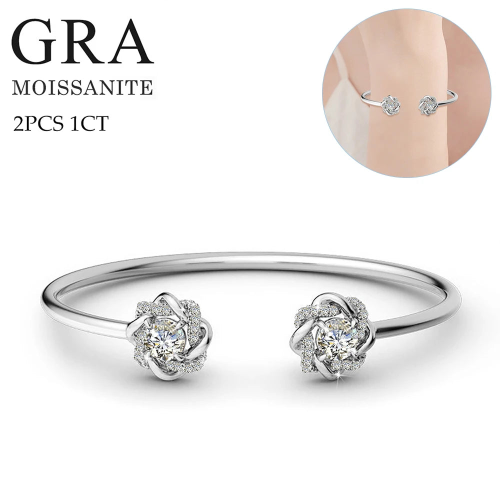 Original Moissanite Diamond Jewelry Sets for Women with Certificate Necklace Earrings Bangle Sets 925 Silver Wedding Luxury Gift