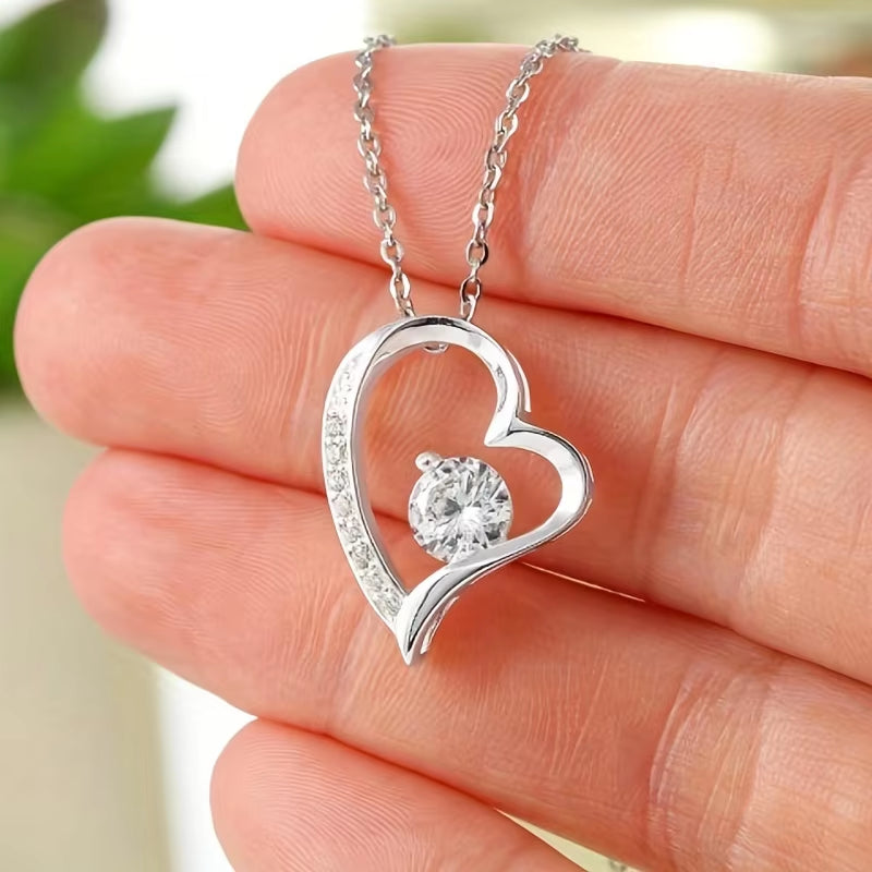 Grandmother Gifts, Gift for Grandmother, Message Card Jewelry Cubic Zirconia Decor Heart Shape Pendant Necklace