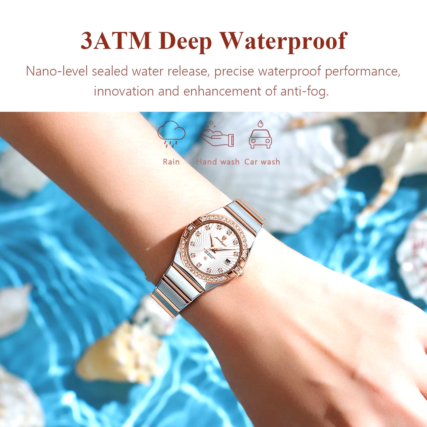 Luxury Woman Wristwatch Waterproof Luminous Date Stainless Steel Watch for Ladies High Quality Quartz Women Watches+Box