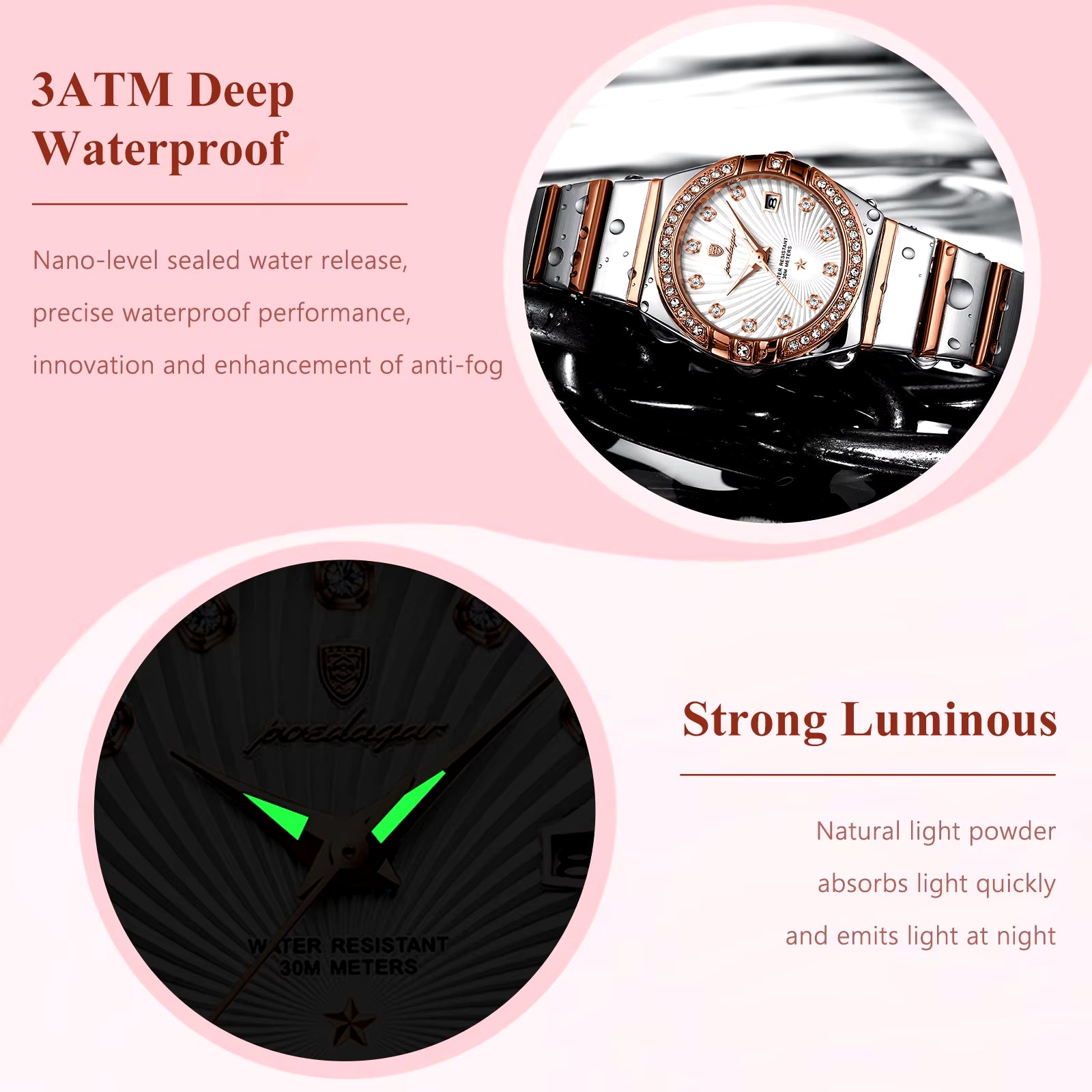 Luxury Woman Wristwatch Waterproof Luminous Date Stainless Steel Watch for Ladies High Quality Quartz Women Watches+Box