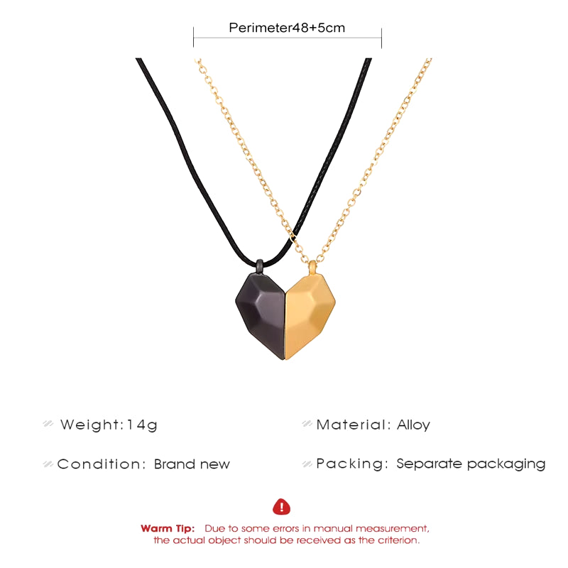 Wu'S 2022 New Jewelry Couple Necklaces a Pair of Magnetic Suction Love Stitching Clavicle Chains Wishing Stone Couple Necklaces